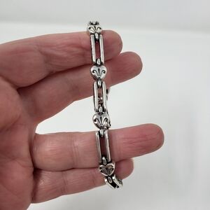 Brighton Women Etched Pompeii Hearts Scrolled Bar Bracelet Silver‎ Plated